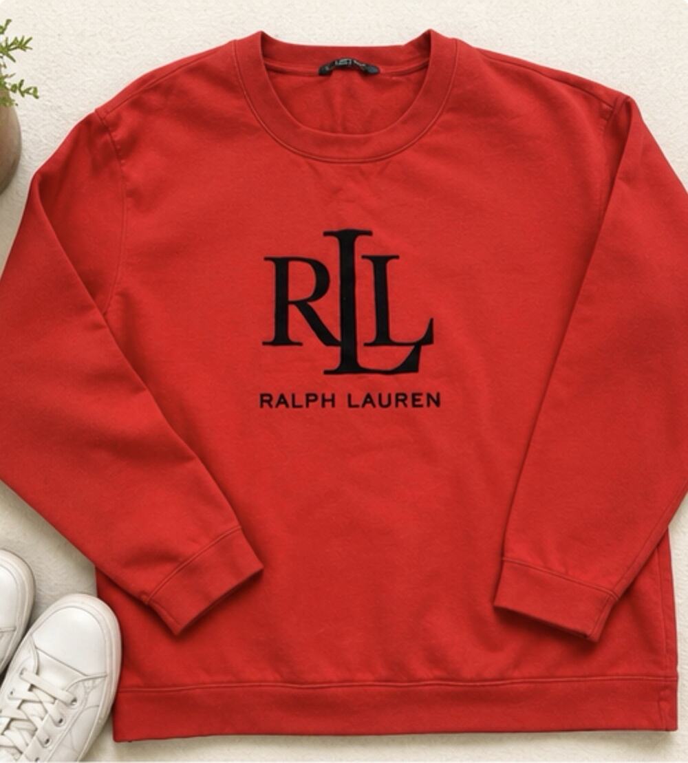 Lauren Ralph Lauren RL Logo Red Sweatshirt Women’s Medium Pullover